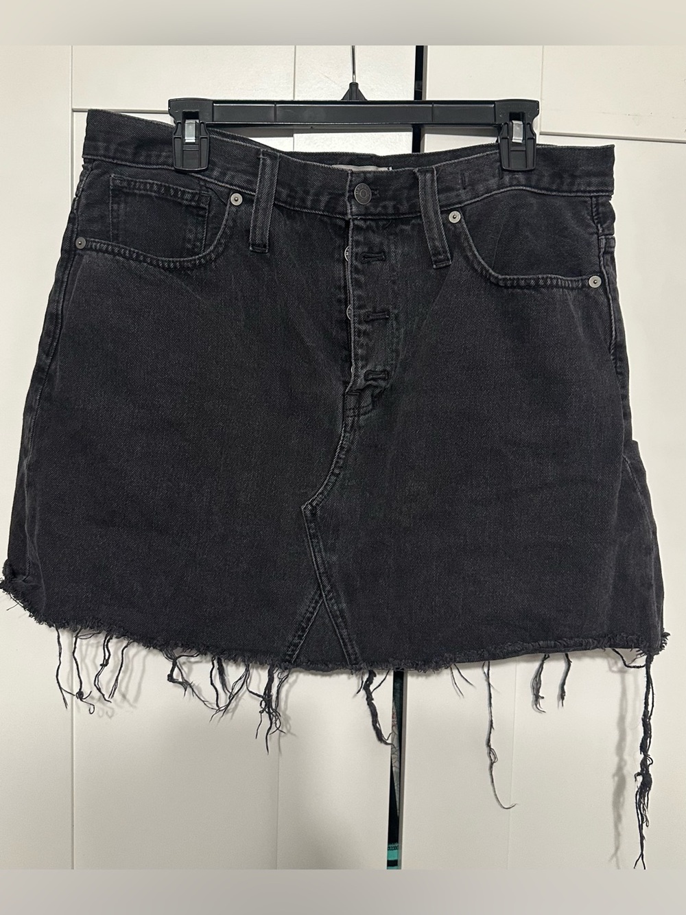 Madewell Black Washed Denim Skirt